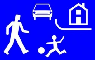 Panneau belge signalant une zone de rencontre.